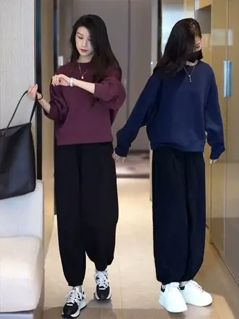 秋装搭配一整套休闲卫衣早秋穿搭套装2023小个子时尚减龄两件套女商品大图