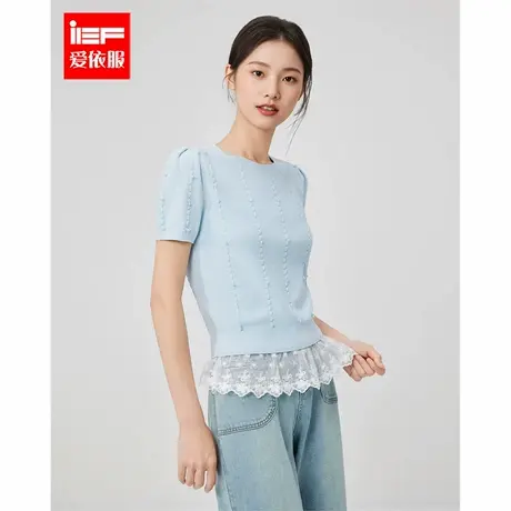 IEF/爱依服2025夏季新款气质简约时尚百搭通勤出游短款毛织上衣商品大图
