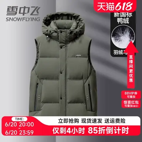 雪中飞羽绒服马夹甲男2024年秋冬新款外穿无袖外穿加厚连帽背心潮商品大图