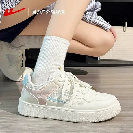 回力板鞋女款2025夏季新款厚底增高小白鞋子网面透气百搭休闲鞋女商品大图