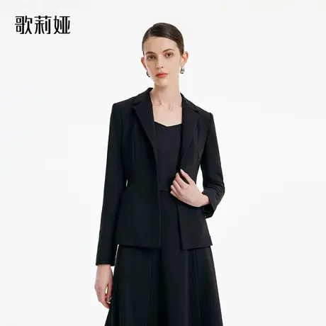 歌莉娅黑色精纺羊毛西装女秋新款通勤职业时尚高级感1B9L6E700图片