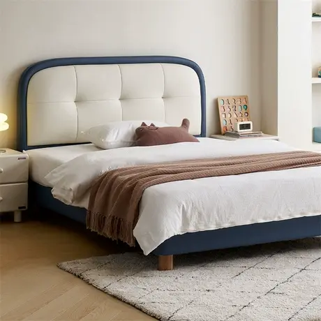 全友现代简约儿童床男孩女孩单人床1.2米×2米实木脚青少年学生床图片