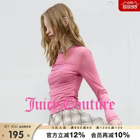 Juicy Couture橘滋T恤女2025年秋季新款多巴胺网纱夏季长袖上衣图片