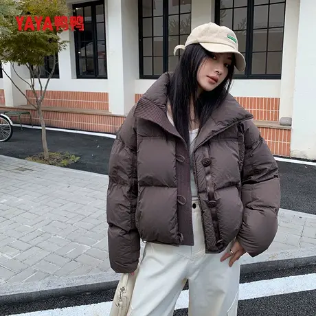 YAYA鸭鸭韩版2025年冬季新款羽绒服短款立领泡芙款面包服加厚保暖商品大图