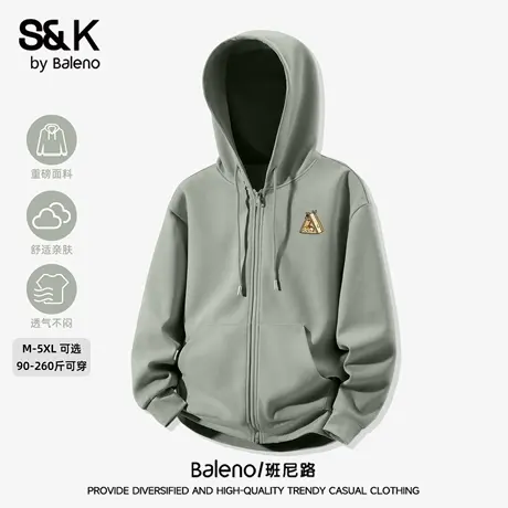 班尼路S&K休闲夹克外套男秋季青少年连帽开衫卫衣大码宽松长袖男商品大图