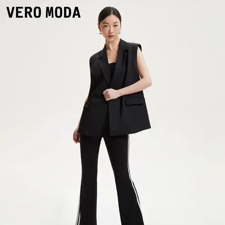 Vero Moda奥莱西装马甲女春秋新款宽松V领双排扣无袖通勤气质上衣图片