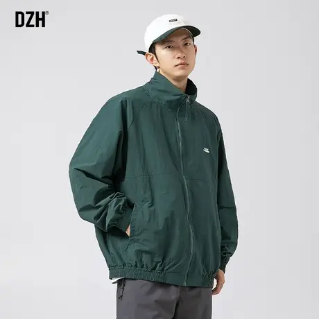 男士绿色立领外套男秋季潮高级感2023新款美式飞行员夹克潮牌男装商品大图