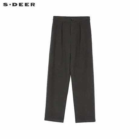 sdeer圣迪奥女装简约高腰压褶插袋七分裤S244Z0806商品大图