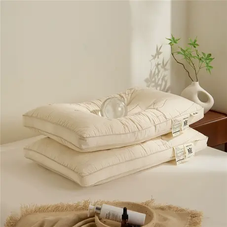 恒源祥棉麻刺绣小熊枕芯护颈椎助睡眠成人不塌陷变形卧室软硬两用商品大图