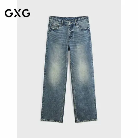 GXG男装 商场同款水洗蓝经典直筒牛仔裤男裤子 24年秋G24X053026商品大图