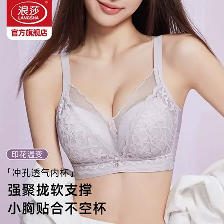 浪莎内衣女士小胸聚拢显大收副乳防下垂甜欲优雅蕾丝美背文胸罩DT商品大图