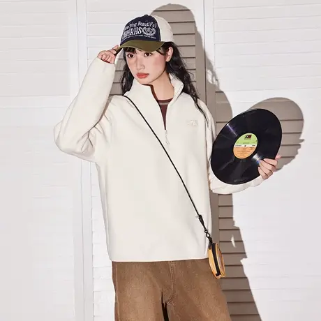 唐狮半拉链摇粒绒外套女秋冬立领保暖内搭抓绒卫衣冲锋衣内胆VB图片