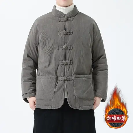 冬季中国风男棉衣中式复古休闲大码唐装加厚立领休闲保暖棉袄外套图片