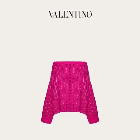 【季末优惠】华伦天奴VALENTINO 女士 马海毛和羊毛刺绣毛衣商品大图