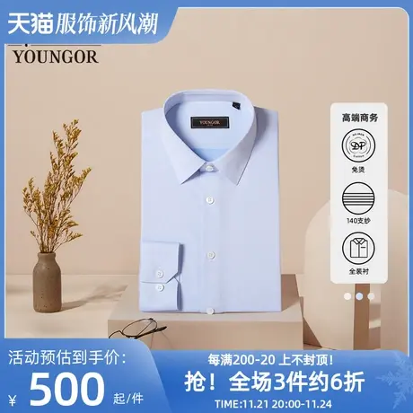 雅戈尔奥莱 男装140支纱秋季商务装衬DP免烫长袖衬衫商品大图