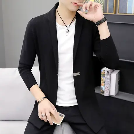 潮牌针织衫风衣男士中长款韩版帅气披风炸街外套秋季百搭毛衣大衣商品大图