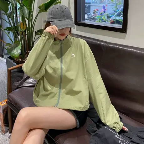 小个子白色防晒衣女2021新款夏季薄立领防晒服短款透气防晒衫外套商品大图