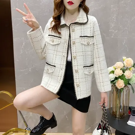 开衫外套女短款春秋2023年新款水貂绒针织毛衣洋气韩版温柔风上衣图片