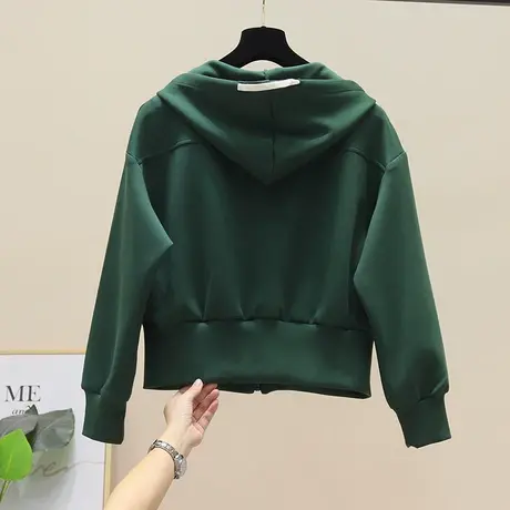 连帽卫衣女2023秋季新款绒衫太空棉拉链百搭上衣长袖宽松开衫外套商品大图