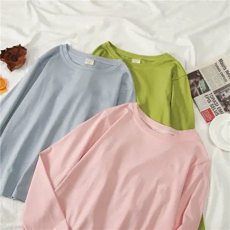 2024年春秋冬新款洋气内搭打底衫白色宽松长袖T恤女装早秋衣上衣商品大图