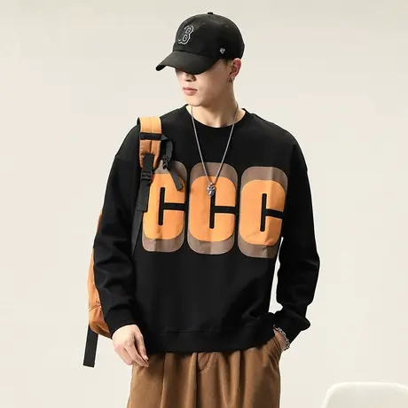 潮牌卫衣男百搭长袖男款卫衣高档男士卫衣字母印花潮流百搭卫衣男商品大图