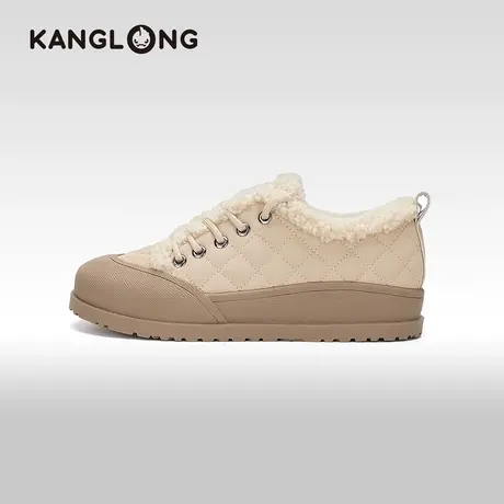 【门店发货】康龙女鞋 冬季新款温暖加绒女士棉鞋圆头饼干鞋商品大图
