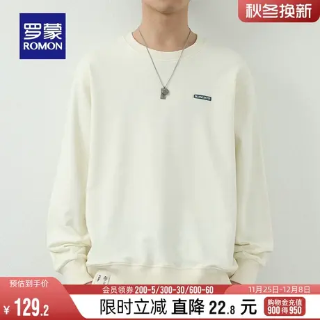 罗蒙男士时尚休闲长袖卫衣2024春季新款潮流印花简约舒适套头上衣图片