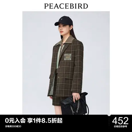 太平鸟年秋季新款气质格纹西装A1BAC3591图片