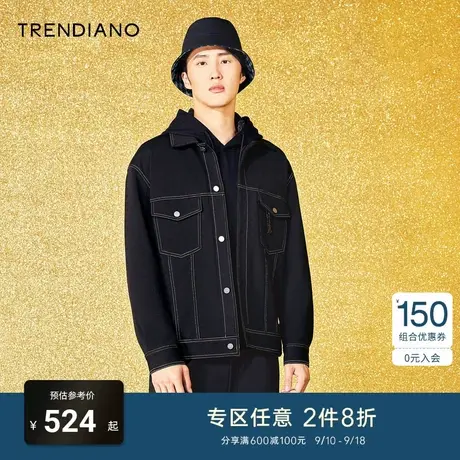 TRENDIANO官方潮牌秋冬针织呢子夹克休闲毛呢时尚潮流外套男士商品大图