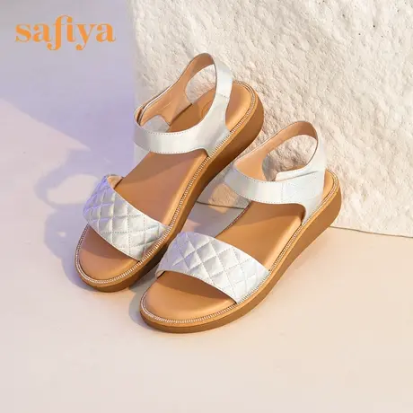 Safiya/索菲娅菱格厚底坡跟一字带凉鞋优雅舒适增高前卫科幻凉鞋图片