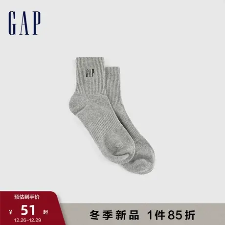 Gap男装秋季新款LOGO罗纹针织休闲中筒袜透气吸汗及踝袜837325图片