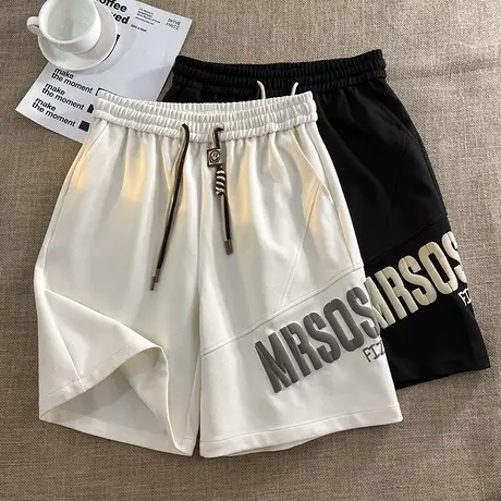 美式复古短裤男夏季发泡印花休闲沙滩裤设计感潮牌百搭宽松五分裤商品大图