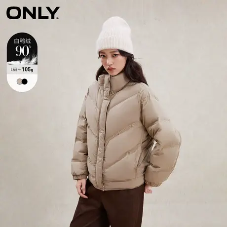 【甄选专享】ONLY奥莱90白鸭绒休闲宽松保暖立领羽绒服女商品大图