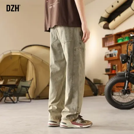 男士黄泥牛仔裤男直筒美式高街裤子男款春季休闲牛仔长裤2024新款商品大图