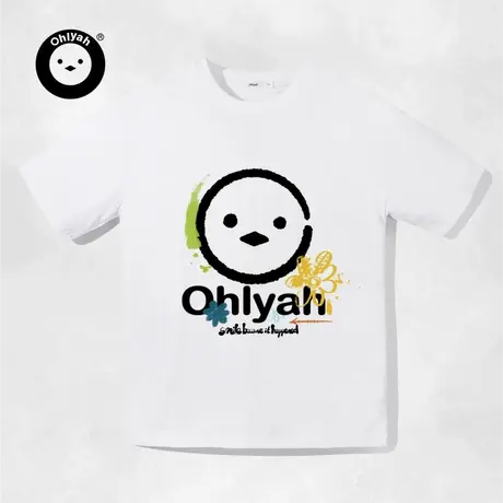 Ohlyah设计师原创卡通品牌圆圈萌鸡涂鸦印花短袖男女中性情侣T恤图片