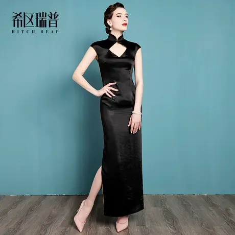 高端法式小众改良版旗袍夏季妖艳气质黑色名媛宴会气场高级晚礼服商品大图