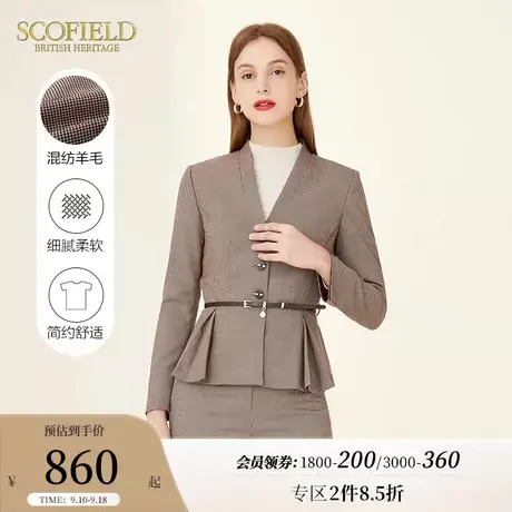 【小香风】Scofield女装英伦风千鸟格通勤西装羊毛外套商场同款商品大图