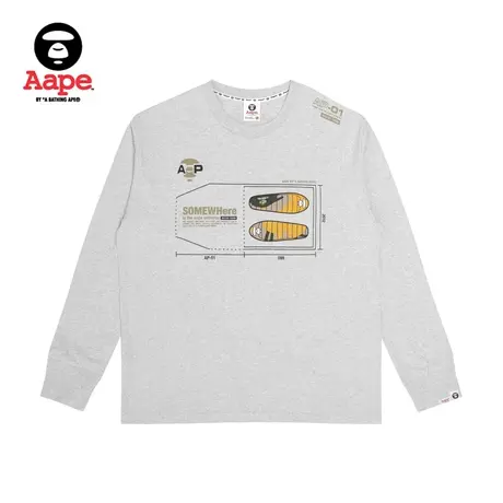 Aape旗舰店男装秋冬户外装备帐篷图案印花宽松长袖T恤1015XAJ商品大图