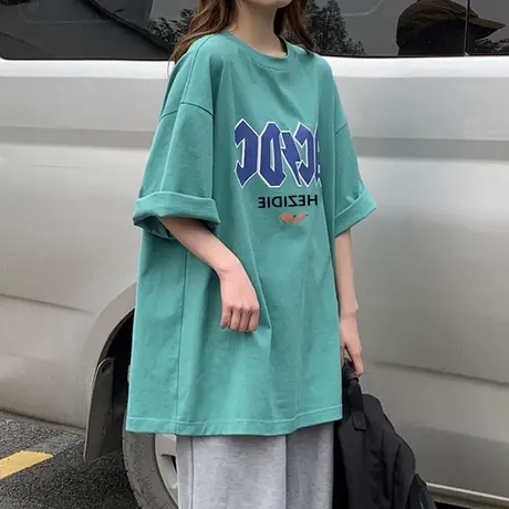网红t恤女ins超火夏季学生韩版宽松百搭半袖chic港味上衣短袖体桖商品大图