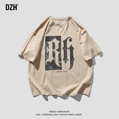 男士纯棉半袖t恤男夏季宽松休闲男装上衣ins潮牌2023新款百搭夏装商品大图