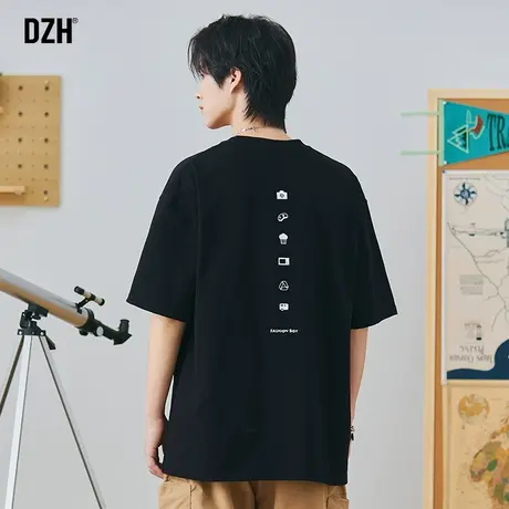 男士黑色短袖t恤男美式纯棉重磅潮牌男装2023新款半袖上衣体恤衫商品大图