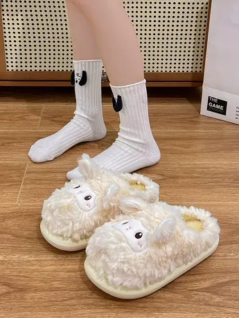 可爱厚底毛毛拖鞋女秋冬外穿2023年新款软底防滑踩屎感ins潮棉拖商品大图