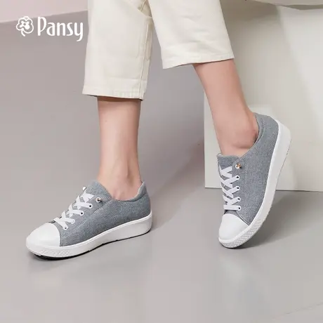 Pansy日式帆布鞋女新款低帮透气休闲运动单鞋软底舒适板鞋秋款图片