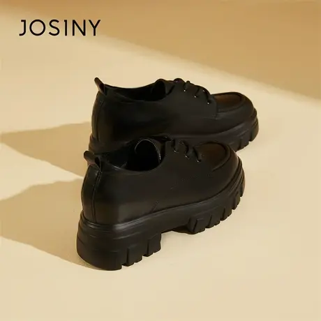 Josiny/卓诗尼黑色小皮鞋女2024新款春季学院风乐福鞋复古女鞋子商品大图