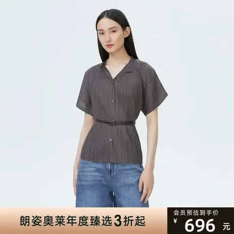 LANCY通勤压轴短款衬衫女朗姿新款夏季短袖女立领商场同款图片
