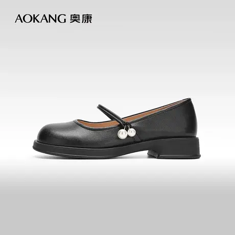 【门店发货】奥康女鞋 2024春季新款甜美一字带低跟玛丽珍单鞋图片