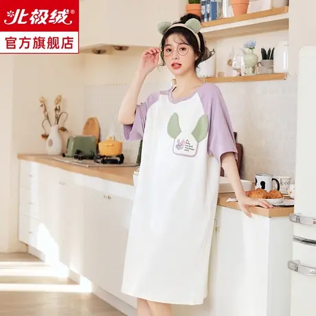 睡裙女夏款2023年新款短袖仿纯棉宽松薄款甜美可外穿睡衣家居服商品大图