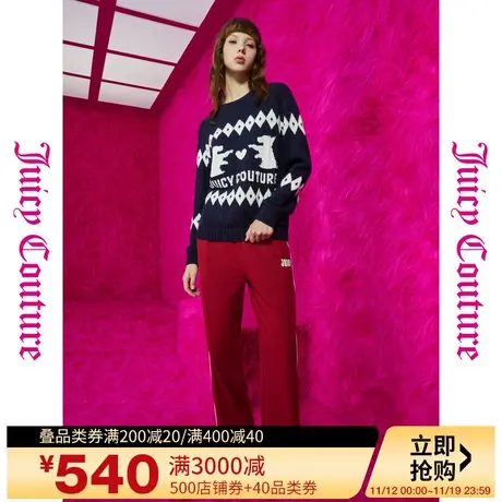 橘滋【秋季新品】雪国风光logo提花女式毛衣图片