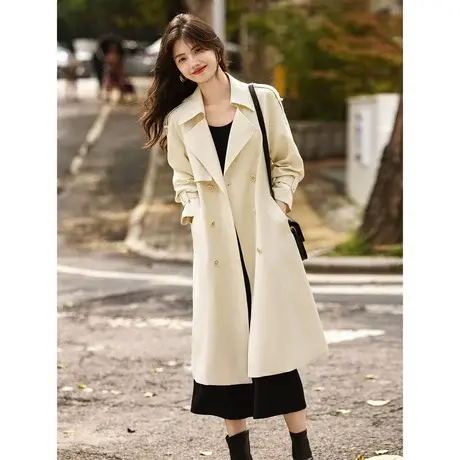 时尚气质长款风衣外套2023年秋季新款淑女温柔宽松显瘦通勤上衣商品大图