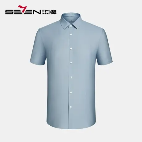 【商场同款】柒牌男士短袖衬衫2023夏季新款时尚休闲百搭翻领衬衣商品大图